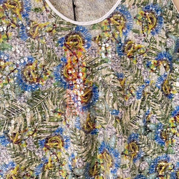 NWT Clover Canyon Green Leaf Sequin Sleeveless Top Size XS & M - Picture 2 of 7